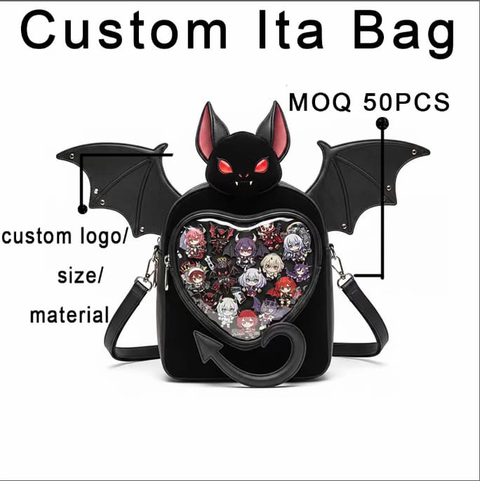 Bat-shaped Gothic leather Halloween ita bag