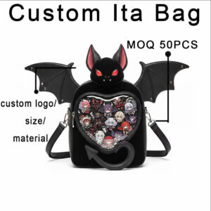 Custom Gothic Wings Display Window Ita Bag Unique Batwing Coffin Lace Ita Bag